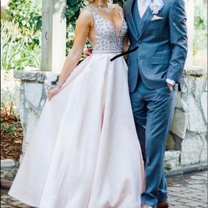 Illusion Beaded Ball Gown